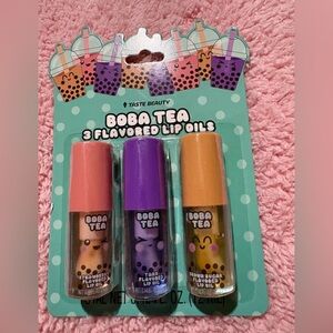 Taste Beauty Boba Tea Flavored Lip Oil Set - Pink, Purple, Orange